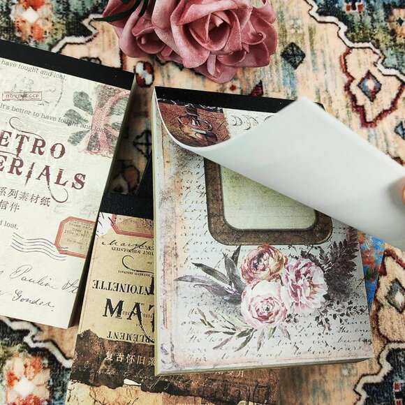 400 PCS Scrapbooking Supplies Vintage Scrapbook Paper Decorative Paper Bullet Co - Picture 2 of 7